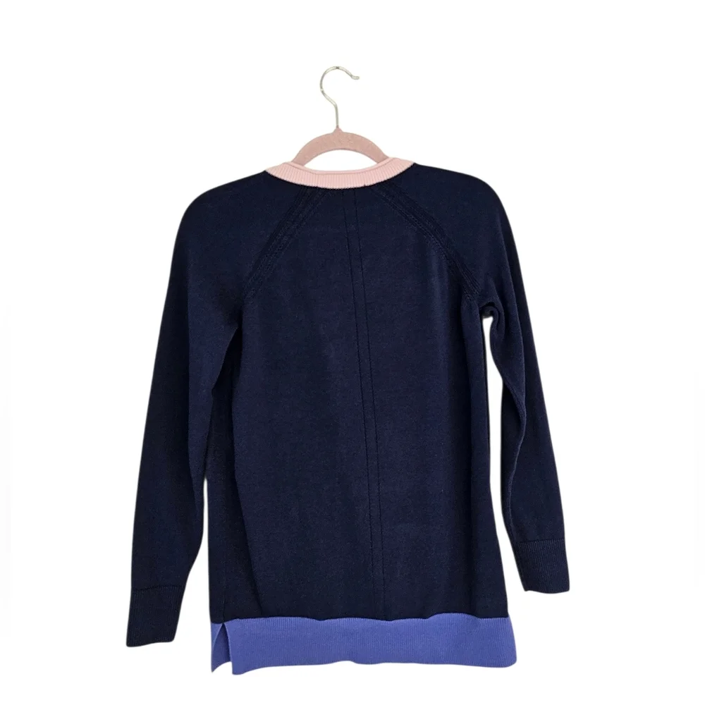 Talbots Navy and Pink Women's Cotton‎ Cardigan Sweater XS Preowned - Picture 7 of 9